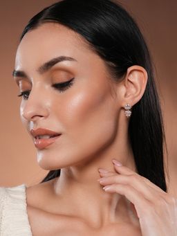 Aatmana - Rose Gold Plated White Floral Drop Earrings