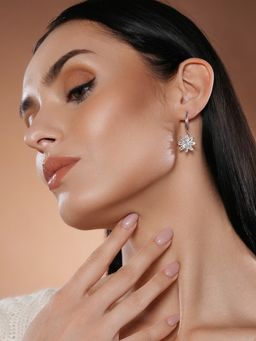 Aatmana - Rhodium-Plated and Ad Floral Studs Earrings