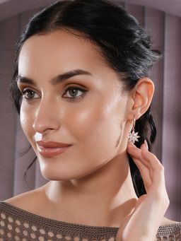 Aatmana - Rose Gold-Plated and White Floral Drop Earrings