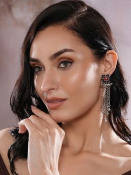 Aatmana - Silver-Toned Contemporary Drop Earrings