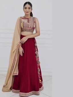 DIVYA SAMAL - Folklore Red Skirt With Blouse And Dupatta
