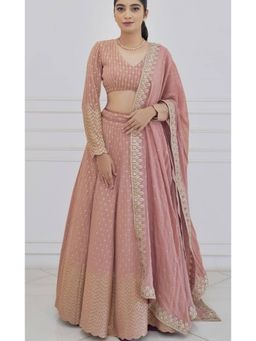 DIVYA SAMAL - Lona Coral Skirt With Blouse And Dupatta