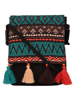 Anekaant - Multi-Color Geomat Digital Printed Cotton Canvas Sling Bag