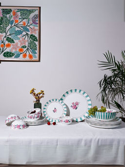 CLAY CRAFT - Fine Ceramic Urmi Dinner Plates & Bowls (Set Of 20)