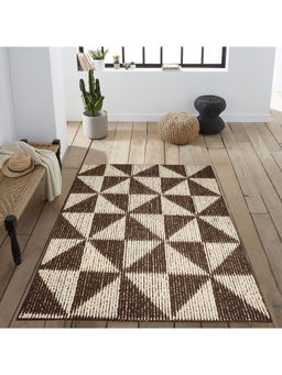 Saral Home - Brown Cotton Anti-Skid Jacquard Carpet -120x180 Cm