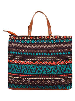 Anekaant - Multi-Color Geomat Digital Printed Canvas & Pu Sling Bag