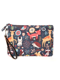 Anekaant - Navy Blue Modish Polyester Quirky Cosmetic Pouch