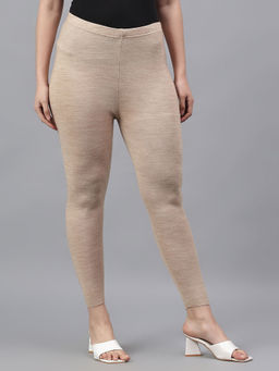 Cantabil - Women Beige Solid Full Length Regular Fit Leggings