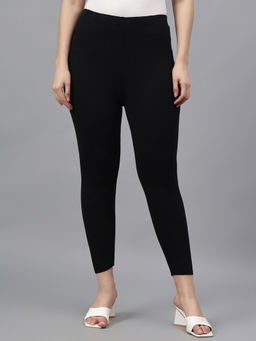 Cantabil - Women Black Solid Full Length Regular Fit Leggings