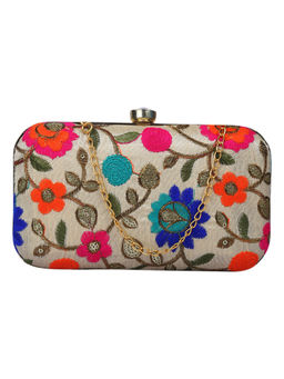 Anekaant - Ethnic White And Multicoloured Evening Clutch Bag