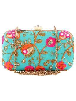 Anekaant - Ethnique Green Multi Evening Clutch Bag