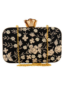 Anekaant - Minaudiere Black And Golden Evening Clutch Bag