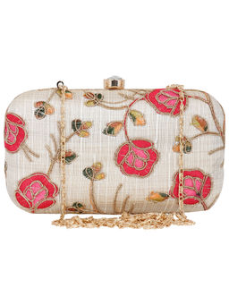 Anekaant - Minaudiere White And Multicoloured Evening Clutch Bag