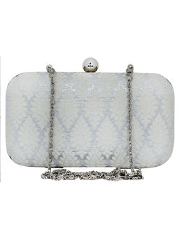 Anekaant - Minaudiere Silver And White Evening Clutch Bag
