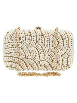 Anekaant - Ethnique Gold And White Party Clutch Bag