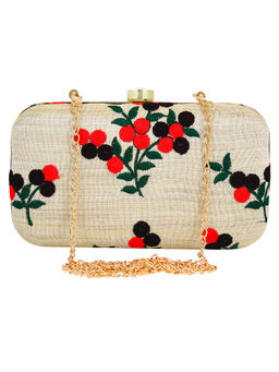 Anekaant - Ethnique Embroidered Party Clutch Bag Off White & Multi