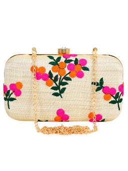 Anekaant - Ethnique Embroidered Party Clutch Bag Off White & Multi