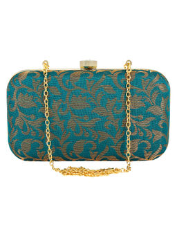 Anekaant - Ethnique Embroidered Party Clutch Bag See Green & Gold