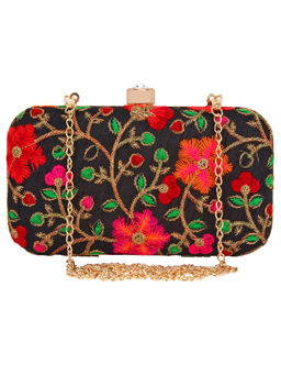 Anekaant - Ethnique Embroidered Party Clutch Bag Black & Multi
