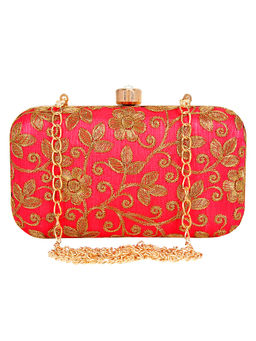 Anekaant - Ethnique Embroidered Party Clutch Bag Pink & Gold