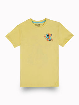 Gini & Jony - Boys Yellow Graphic Print Cotton Half Sleeve T-Shirt