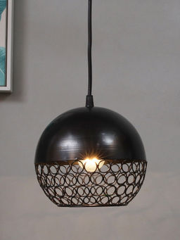 Homesake - Glossy Black Hanging Globe Ceiling Light