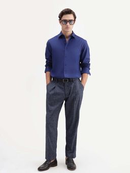 Rare Rabbit - Blue Regular Fit Solid Trouser