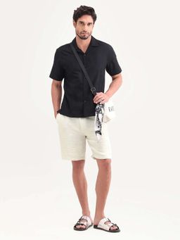 Rare Rabbit - Off White Nylon Viscose Relaxed Shorts