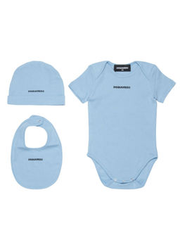 Dsquared2 - Blue Solid Rompers & Cap with Bib (Pack Of 3) (Pack of 3)
