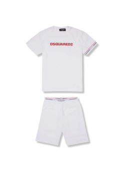Dsquared2 - Boys White Solid T-Shirt & Shorts