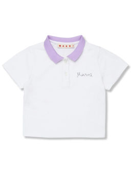Marni - White Solid Half Sleeves Polo T-Shirts