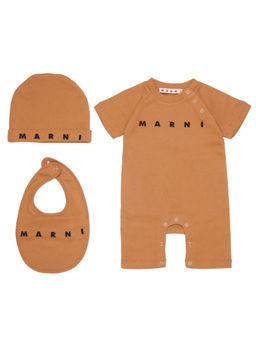 Marni - Brown Solid Rompers & Cap with Bib (Pack Of 3) (Pack of 3)