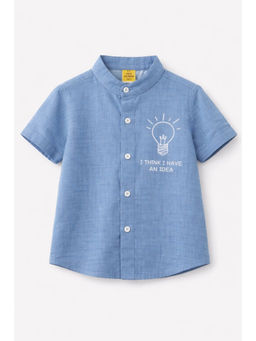 AWW HUNNIE - Cotton Half Sleeves Printed Shirt - Blue