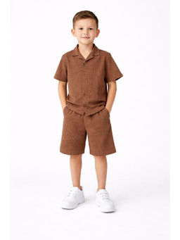 AWW HUNNIE - Cotton Blend Half sleeves Co-ord Set - Brown