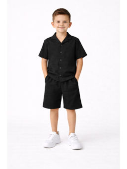 AWW HUNNIE - Cotton Blend Half sleeves Co-ord Set - Black