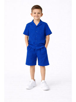 AWW HUNNIE - Cotton Blend Half sleeves Co-ord Set - Blue
