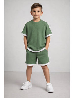 AWW HUNNIE - Cotton Blend Half sleeves Co-ord Set - Green