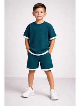 AWW HUNNIE - Cotton Blend Half sleeves Co-ord Set - Blue