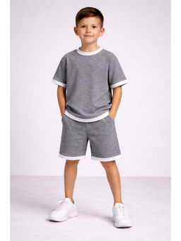 AWW HUNNIE - Cotton Blend Half sleeves Co-ord Set - Grey