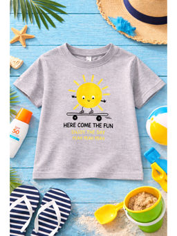 AWW HUNNIE - Cotton Half Sleeves Printed T-Shirt - Grey