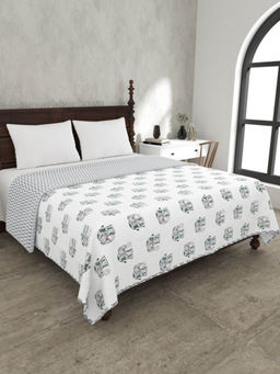 JAIPUR FABRIC - Green Elephant Pure Fine Soft Cotton Double Bed Dohar (Queen)