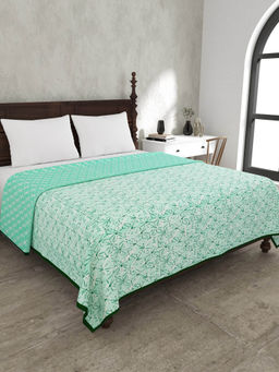 JAIPUR FABRIC - Geometricity Green Double Bed Dohar Blanket (Queen)
