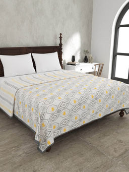 JAIPUR FABRIC - Artistic Maze Mustard Greydouble Bed Dohar Blanket (Queen)
