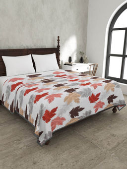 JAIPUR FABRIC - Maple Leaf Reddish Double Bed Dohar Blanket (Queen)