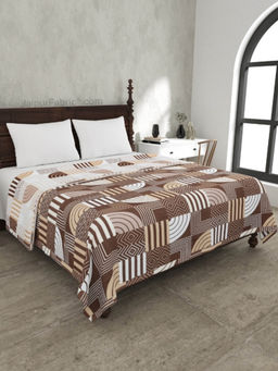 JAIPUR FABRIC - Geometric Maze Brown Cotton Reversible Double Bed Dohar (Queen)
