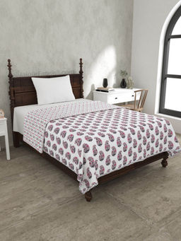 JAIPUR FABRIC - Pink Paisley Pure Cotton Single Bed Dohar