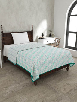 JAIPUR FABRIC - Artistic Maze Greenery Single Bed Dohar Blanket