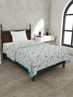 JAIPUR FABRIC - Floral Garden Blue Single Bed Dohar Blanket