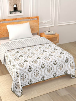 JAIPUR FABRIC - Nebulous Block Print 400 Tc Pure Premium Mulmul Cotton Single Bed Dohar