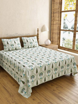 JAIPUR FABRIC - Hand Block Printroots Printed King Bedsheet With 2 Pillow Covers